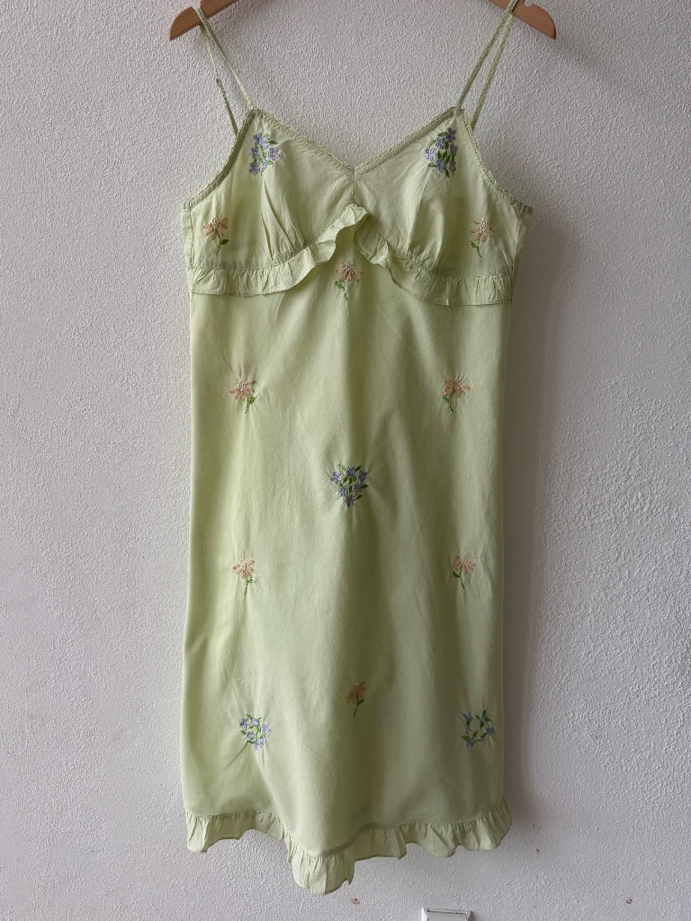 Vintage cottage core Y2K cotton embroidered summer nightgown slip dress  M
